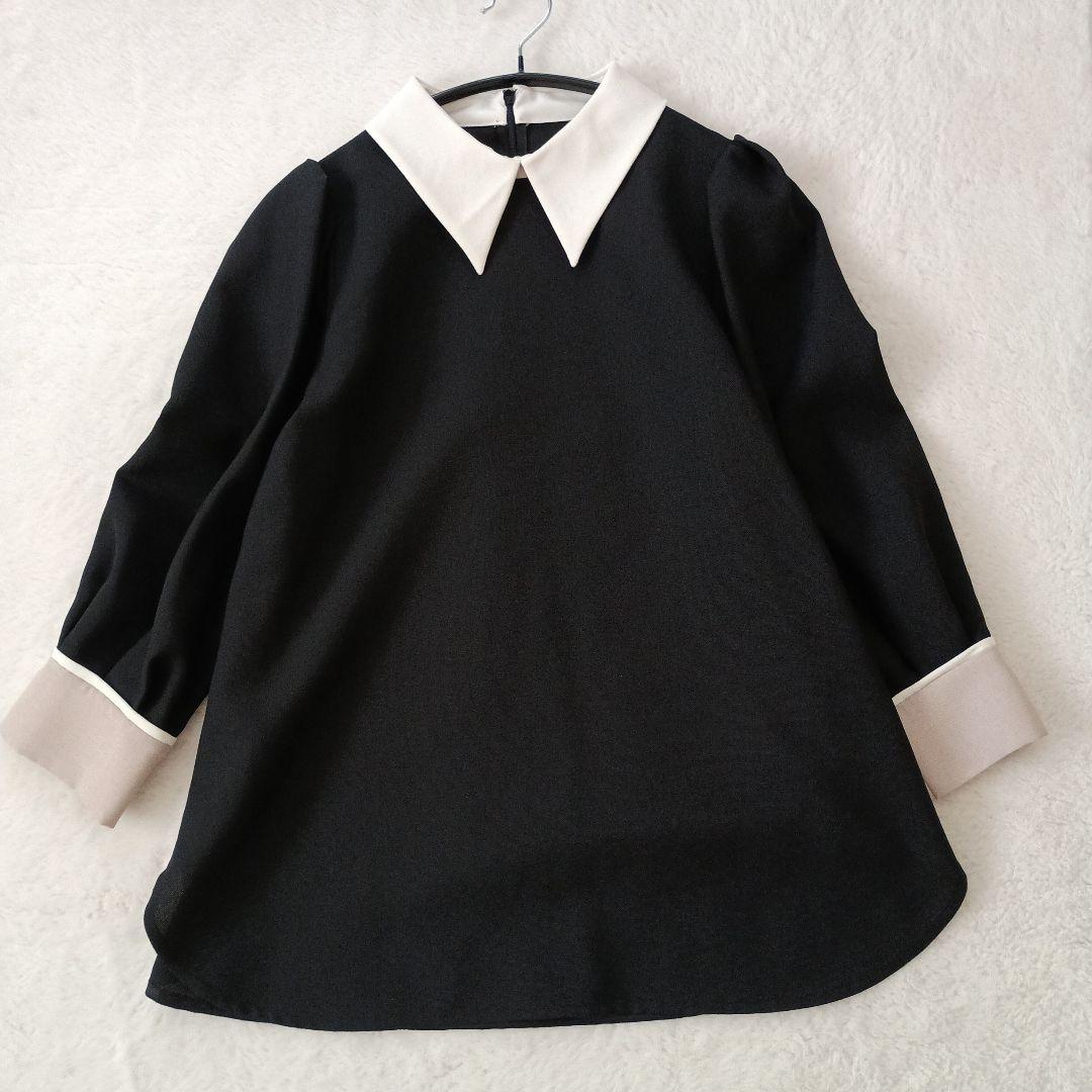 TIARA ティアラ 襟付きブラウス ブラック×ホワイト 上品 きれいめ タグ付