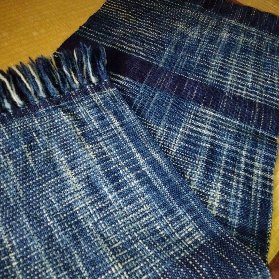 ＜未使用＞正藍染め　タペストリー/敷物　機織り　約45.5cm ×124 cm