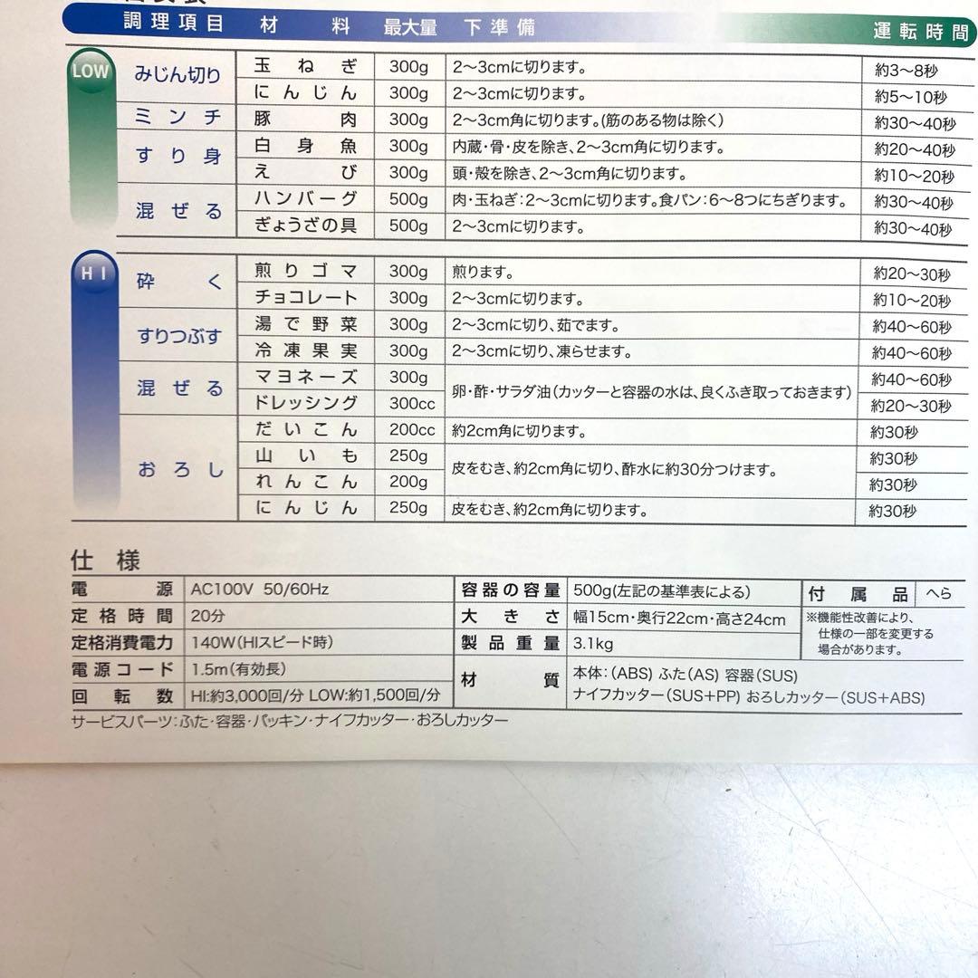B361-47 YDKあじのさと Wスピード フードプロセッサー Y-2400W