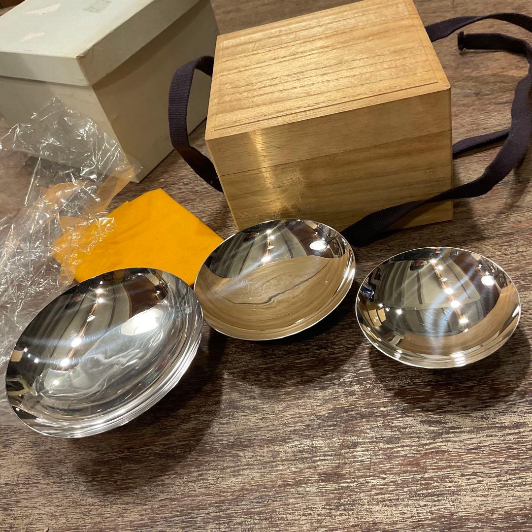 未使用！銀盃 銀杯 純銀 御盃 SILVER 銀 杯 盃 共箱 3個セット