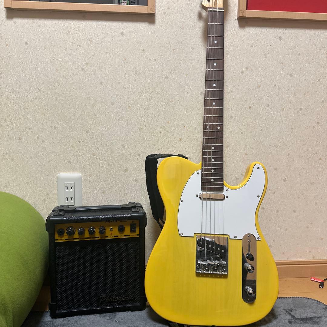 イエロー テレキャスタータイプ エレキギターとPG-10アンプセット