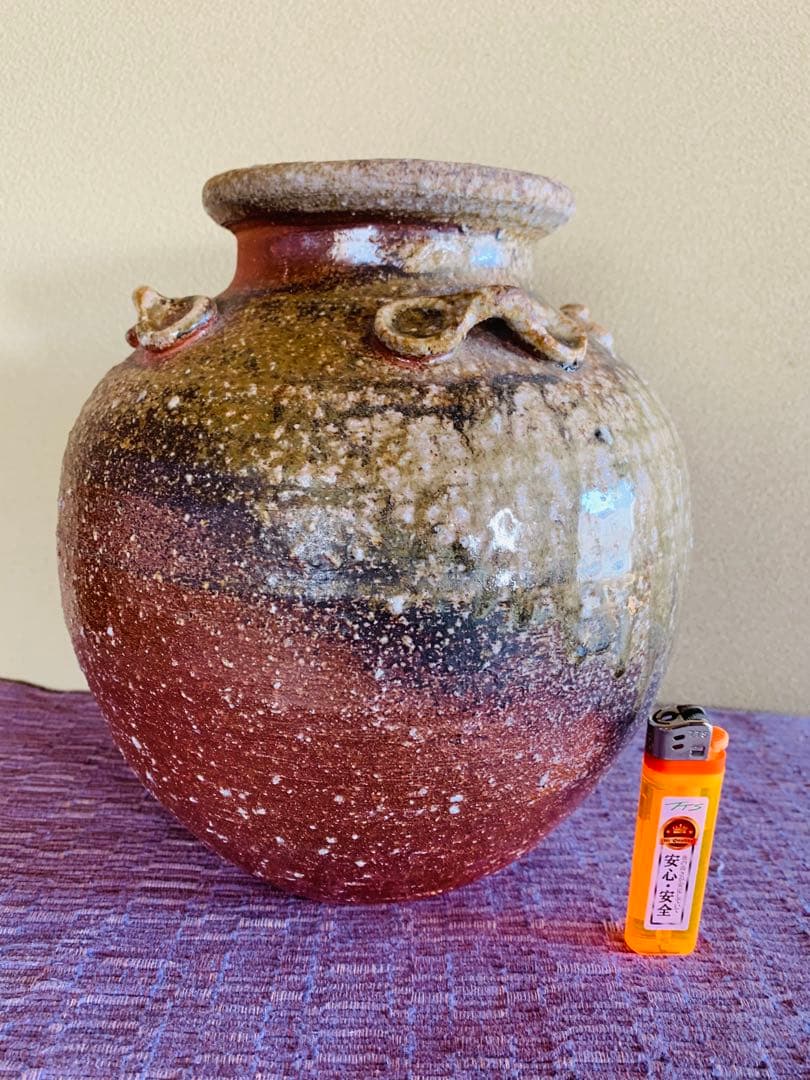 信楽焼、四つ耳、大壺、