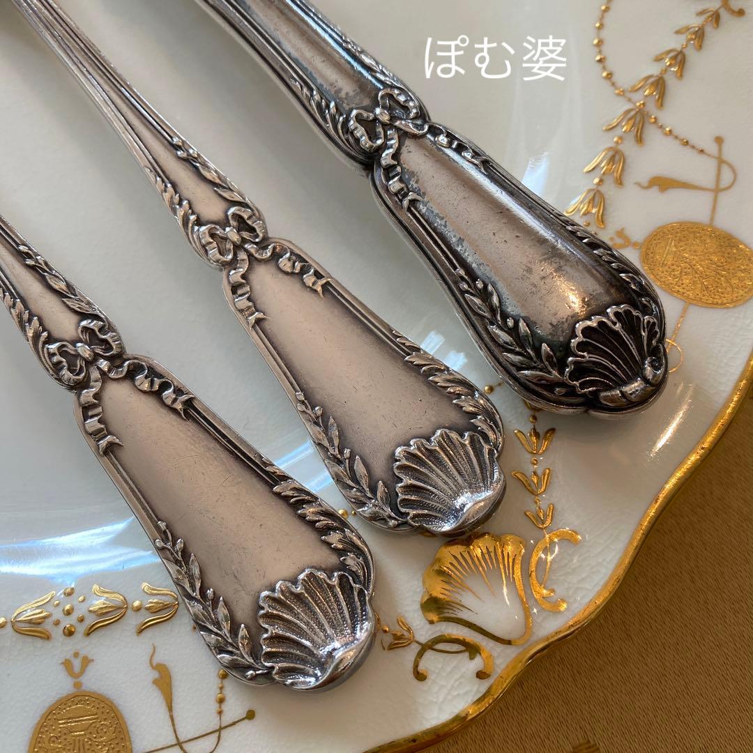 【ピュイフォルカ】純銀 スターリング／ディナー用３本セット ５組／ポンパドール