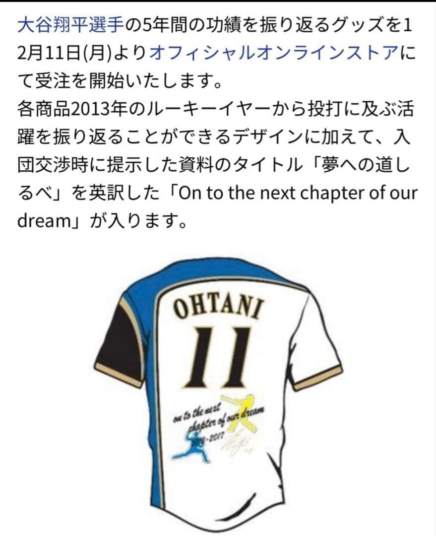 新品未開封⭐️北海道日本ハムファイターズ⭐️大谷翔平選手ユニフォーム⭐️完全受注生産