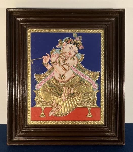 クリシュナ／ヒンドゥー：油彩 クリスタル装飾 कृष्ण, Kṛṣṇa ˈkr̩ʂɳə