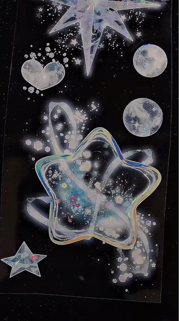 【9460】海外　マステ　3/5/巻　貝殻光マスキングテープ　惑星　青　装飾系