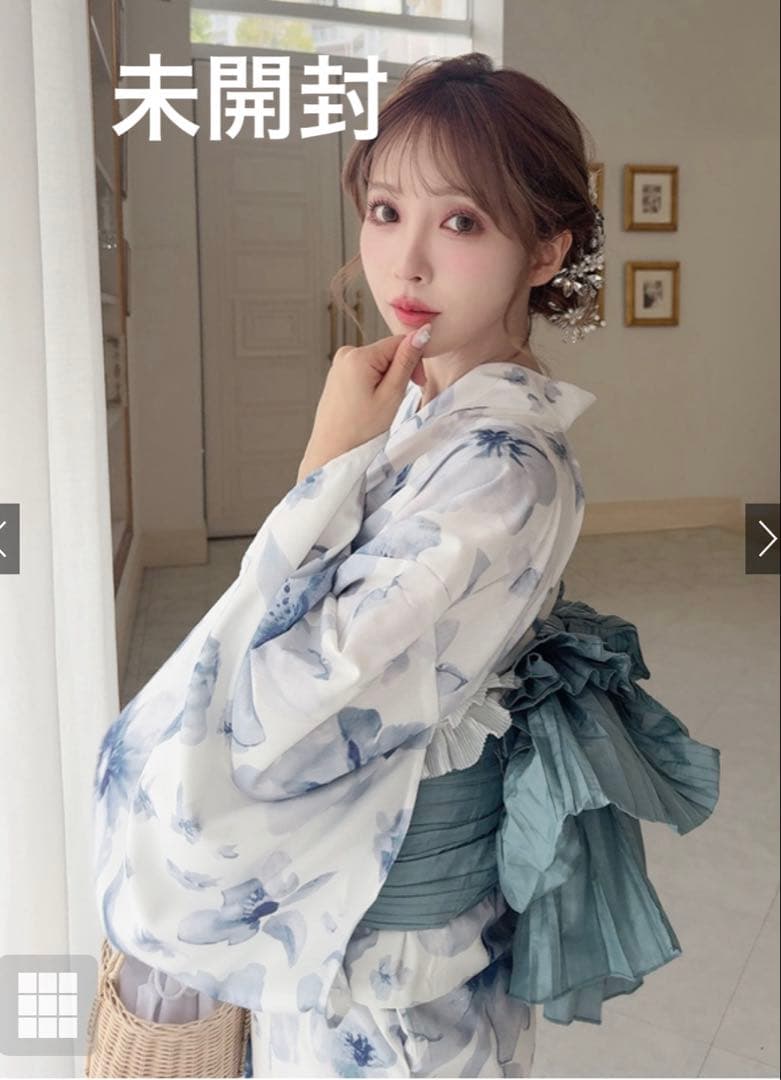 【未開封】3点セット2Way水彩花柄浴衣セット[fy027]（ショート）