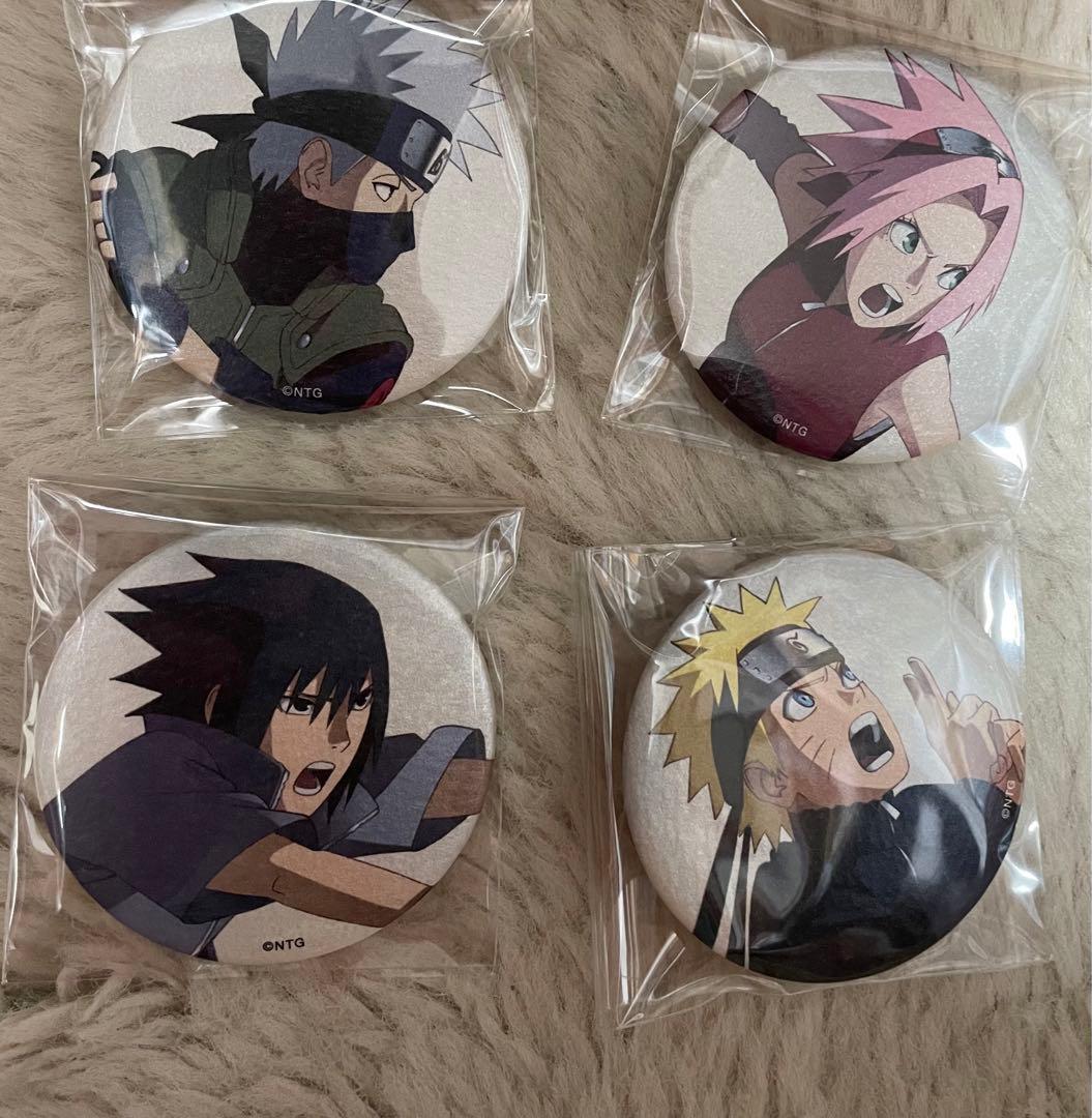 NARUTO展限定　缶バッジ　第七班　ナルト・サスケ・サクラ・カカシ