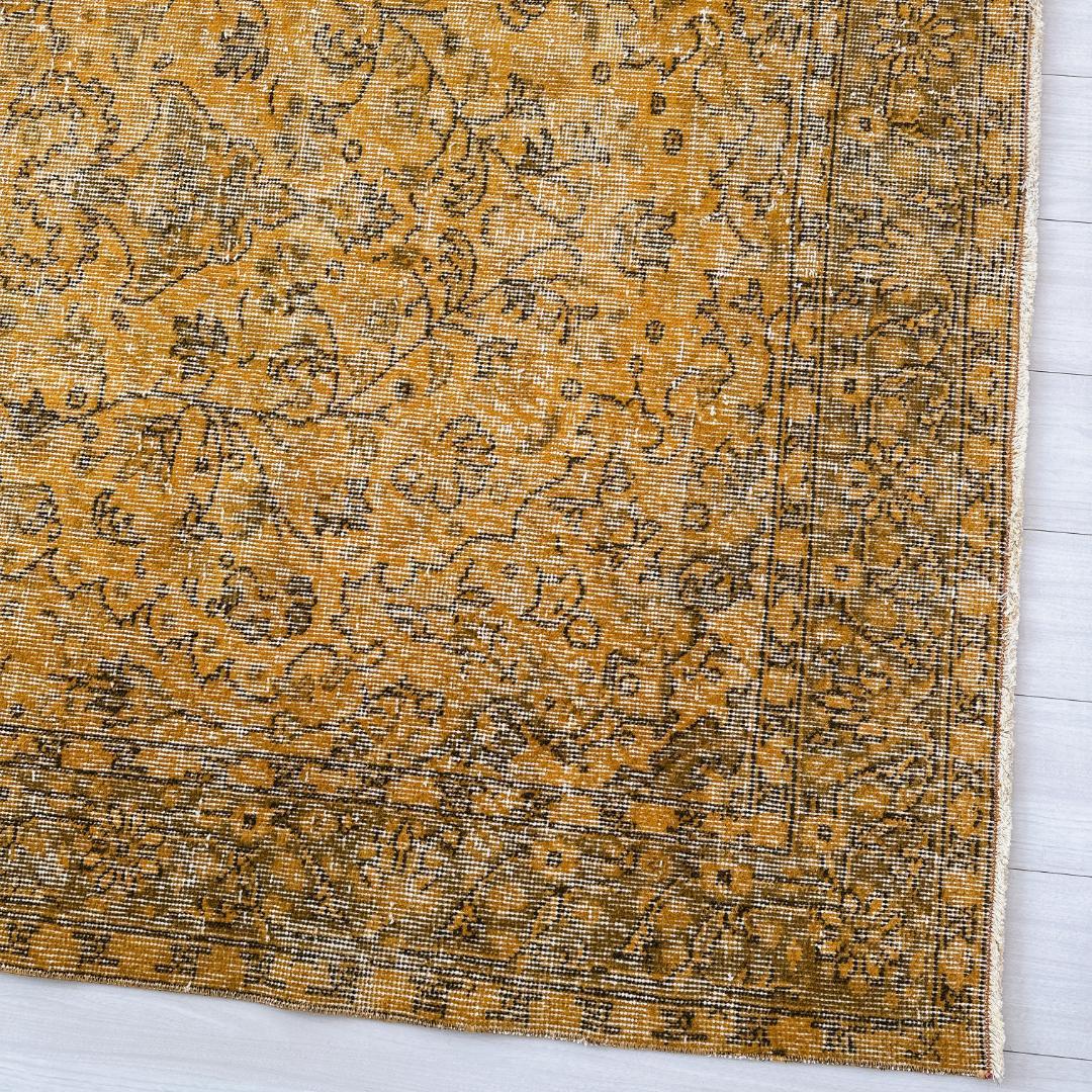 トルコ ヴィンテージラグ A109超大判 レア マスタードイエロー オーバーダイ