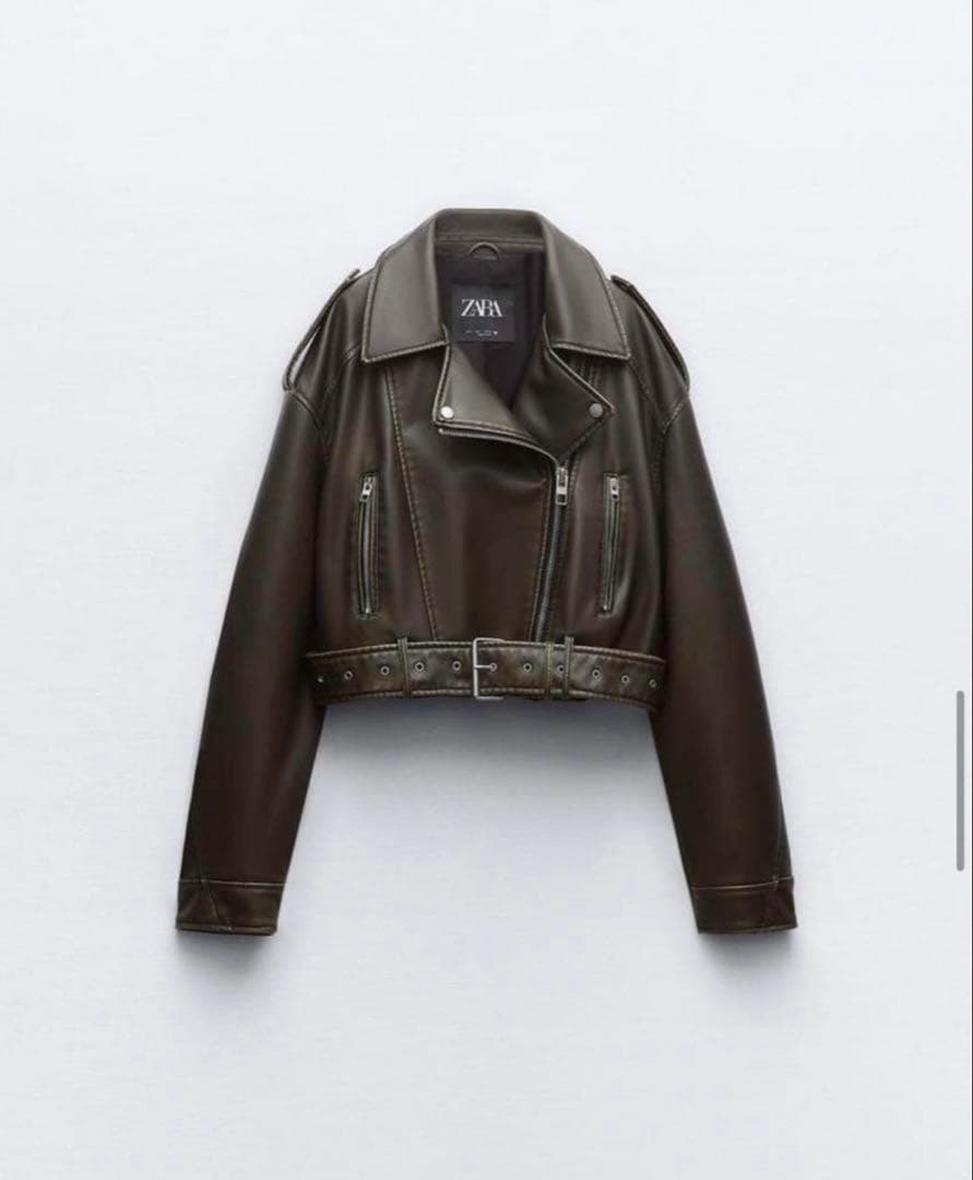 ZARA ライダースジャケット　カーキ