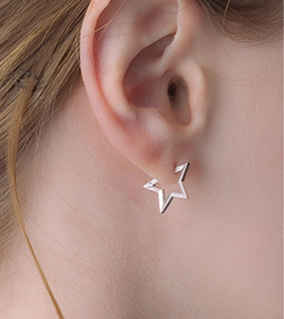 スタージュエリー スター フープ ピアス ホワイト 星型 美品