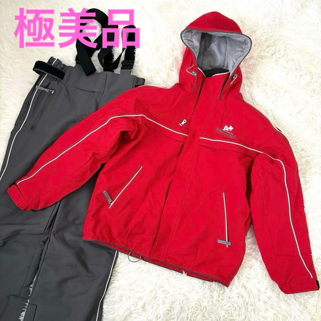 極美品☆asics advance plus スキーウェア　赤　上下セット　M