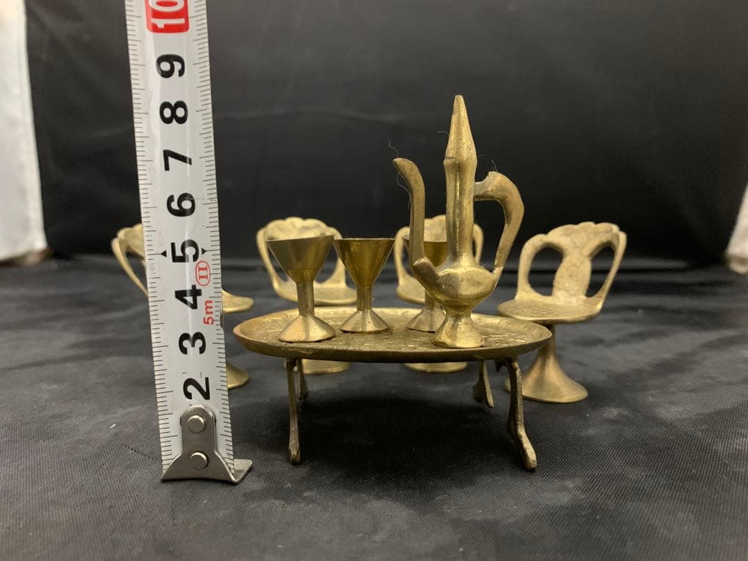 アンティーク　真鍮　ミニチュア　テーブル　チェア　ゴブレット　ポット　まとめ売