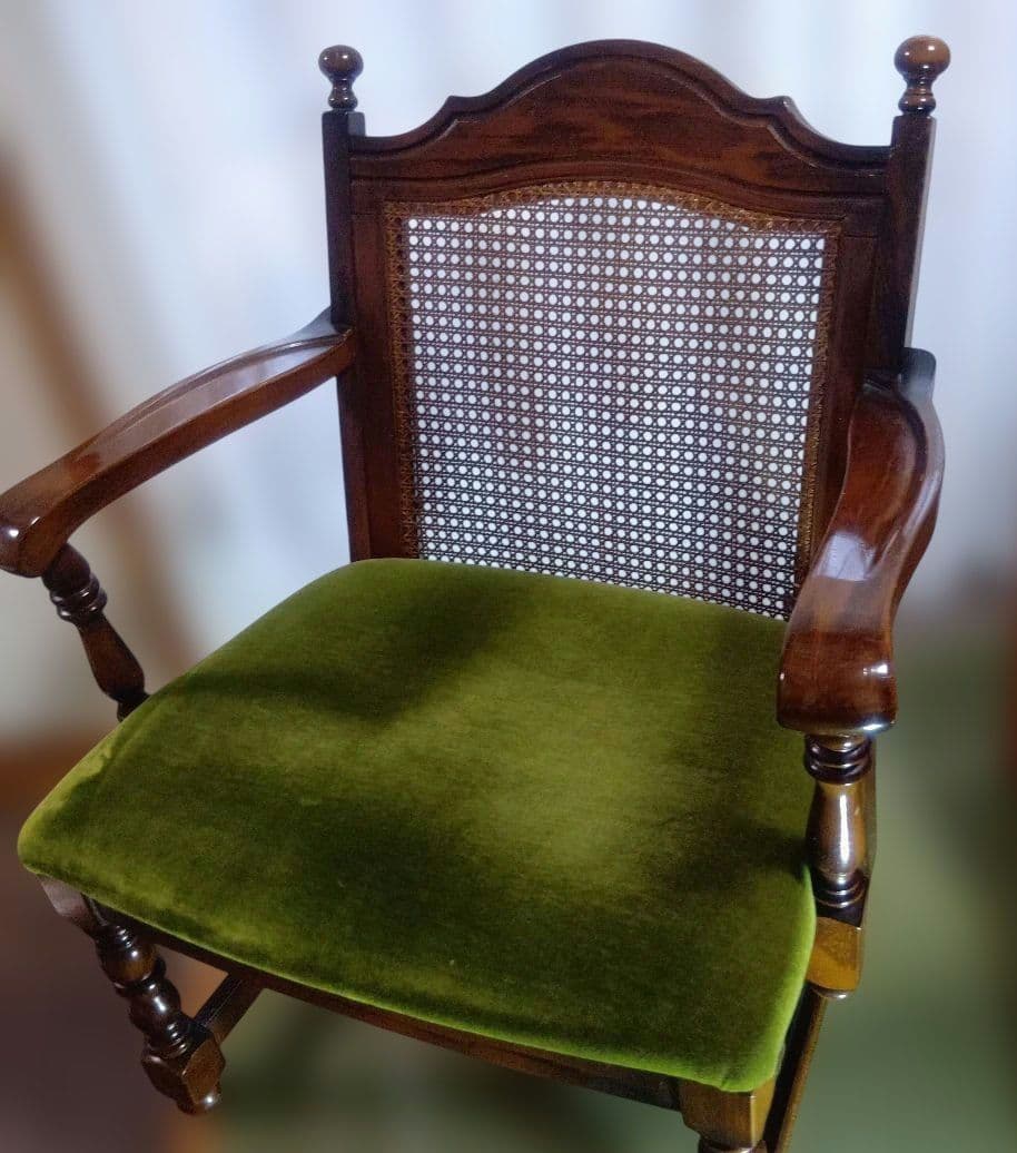 オールドカリモクbackrest-rattan モケットグリーンkarimoku