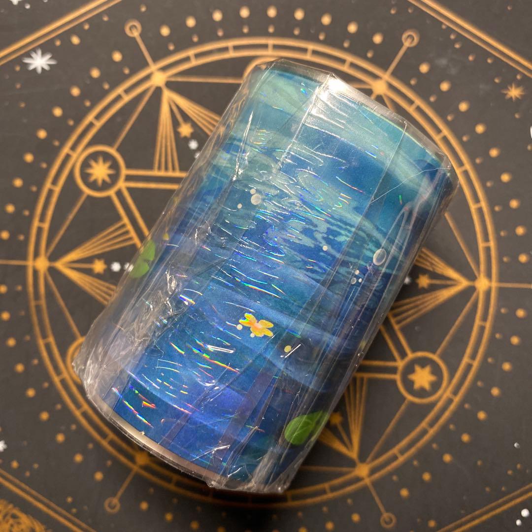 【9415】海外　マステ　6m巻　貝殻光マスキングテープ　夜　湖面　背景系