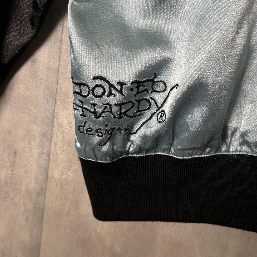 Ed Hardy スカジャン 両面刺繍 黒 水色