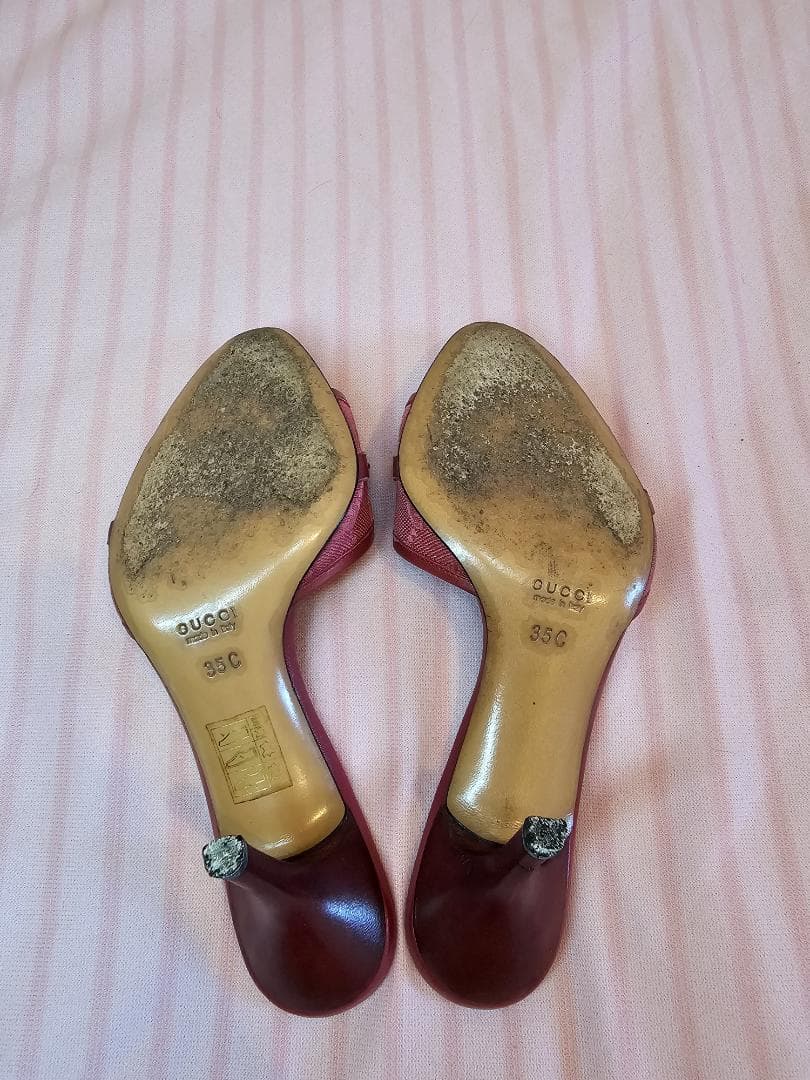 ヴィンテージ グッチ ラズベリー モノグラム キャンバス ホースビット