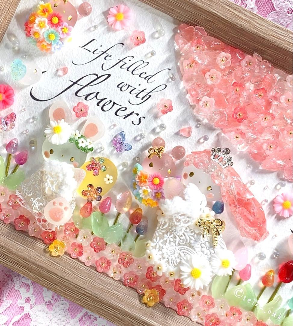 1275春爛漫 桜とお花畑 フラワーインテリア シーグラスアート 物語風 置物