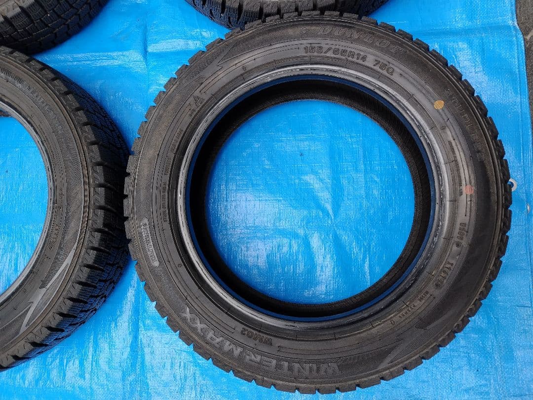 155/65R14【1/2】スタッドレスタイヤ、アルミホイール付、2本分割