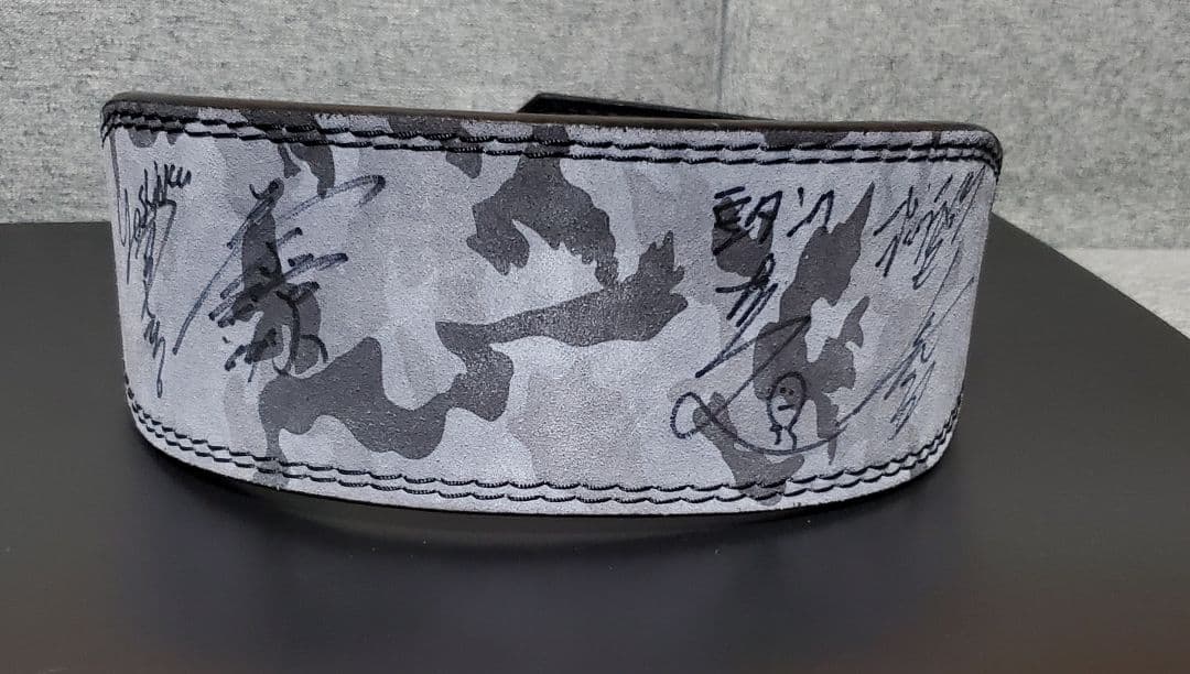 JURASSIC オリジナルレザーベルトM / グレー迷彩 サイン入り