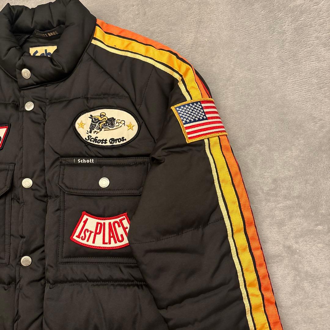 【未使用級✨️】ショット　レーシングジャケットS　中綿ロゴ刺繍　ブラック