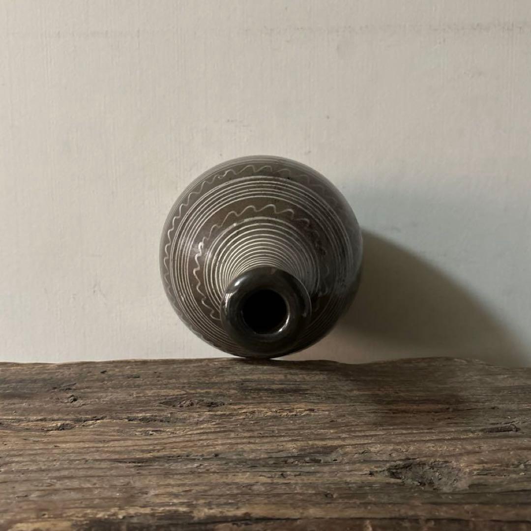 古丹波焼　えへんイッチン徳利　その② 古陶磁.アンティーク.花入.筒描　検:李朝