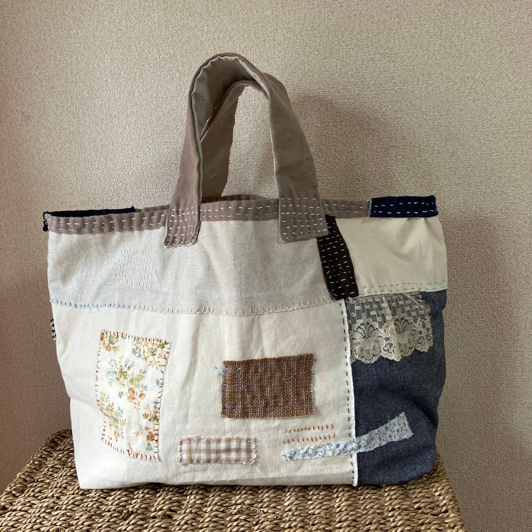 ハンドメイド　ちくちく∴手縫い＊バック　 刺し子　パッチワーク