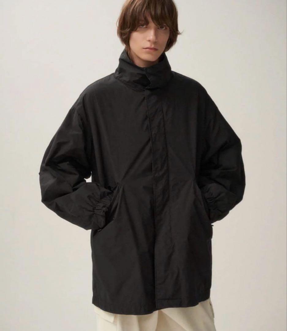 早者勝25AW ATON AIR WEATHER 黒 02 ショートモッズコート