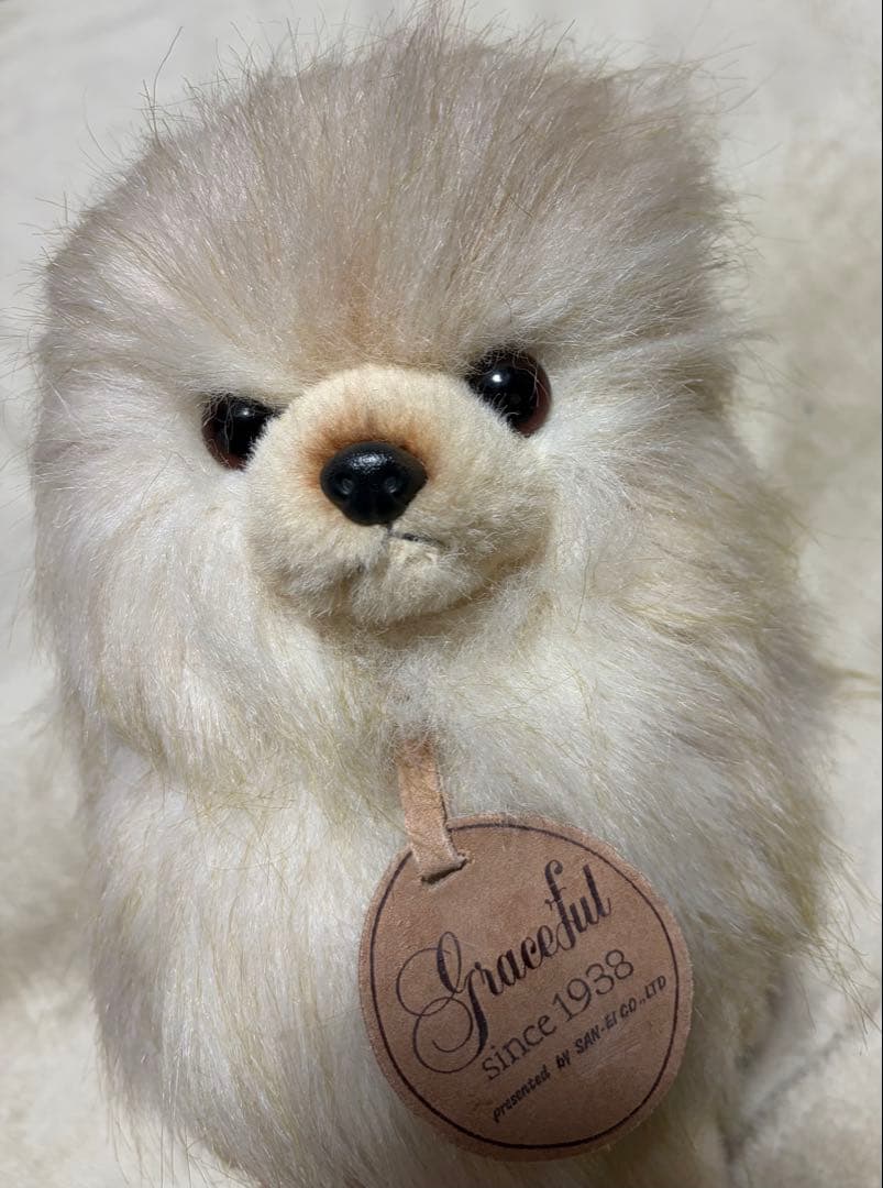 犬　三英　スピッツ　ポメラニアン　ぬいぐるみ　ベージュ
