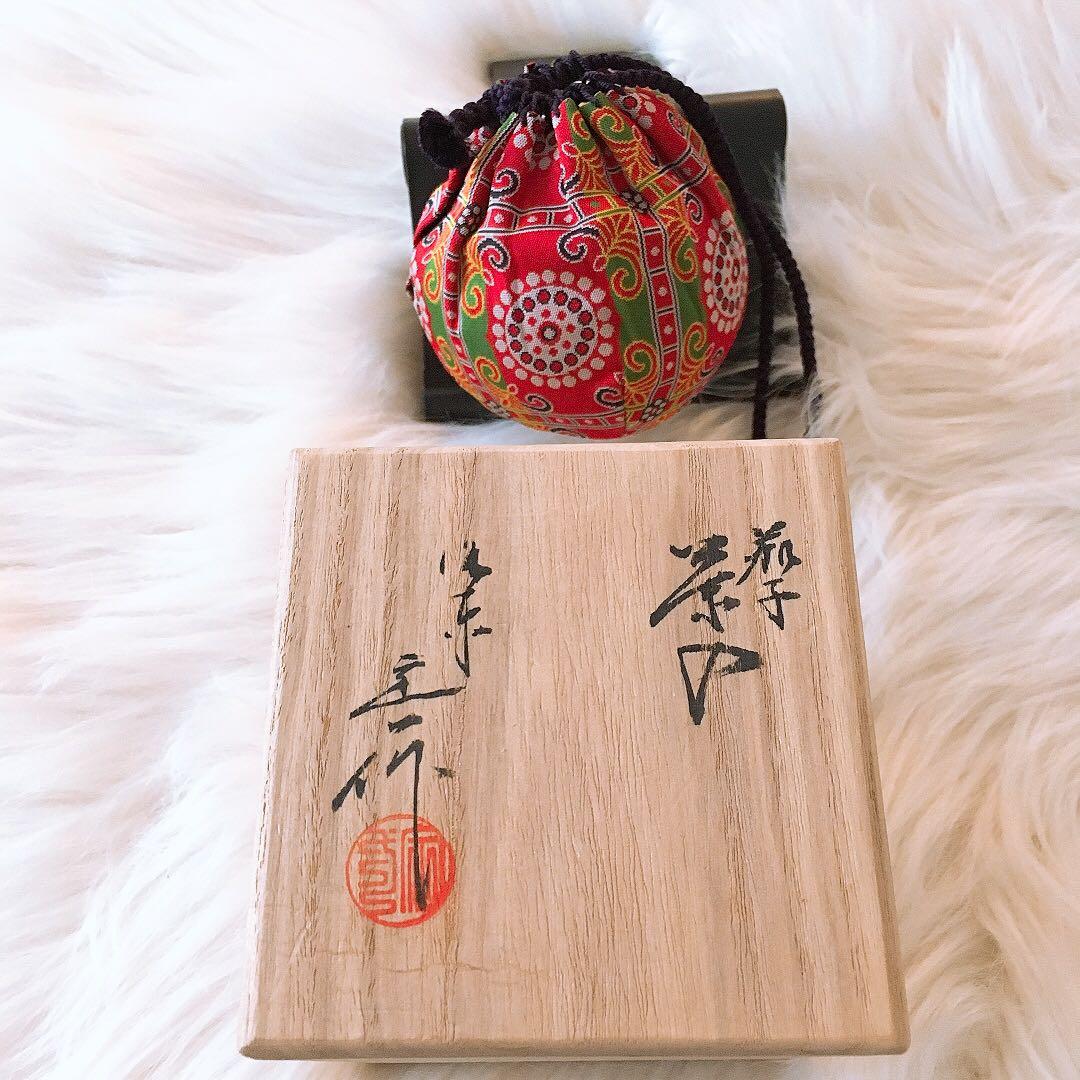 茶道具 棗 巾着袋　京焼　桶谷定一造　茄子茶入