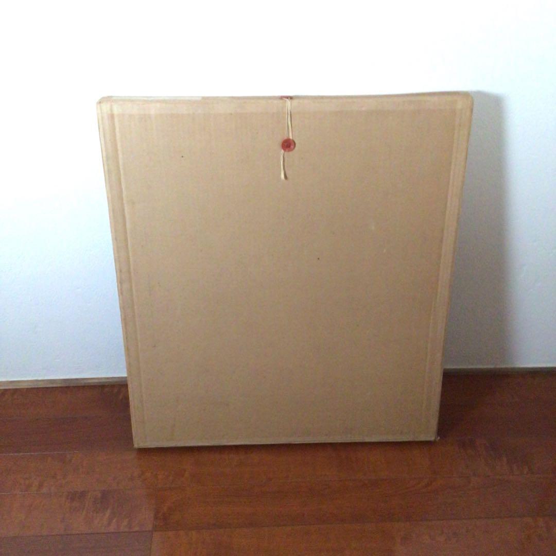 No2758 額装　井阪仁　「赤い屋根の風景」　黄袋共箱　日本画　琳派　送料無料