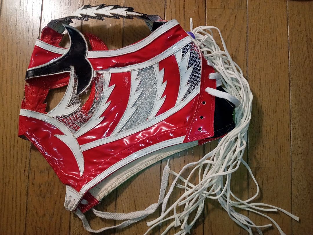 即決！SHIIBA 本人使用済み試合用破れマスク サイン入り プロレスマスク