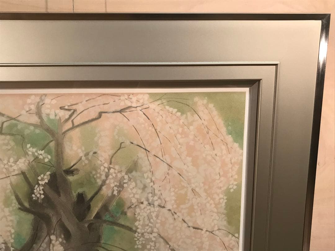 荒井孝　「滝桜」　リトグラフ　直筆サイン・落款・エディション・作品証明シール有り