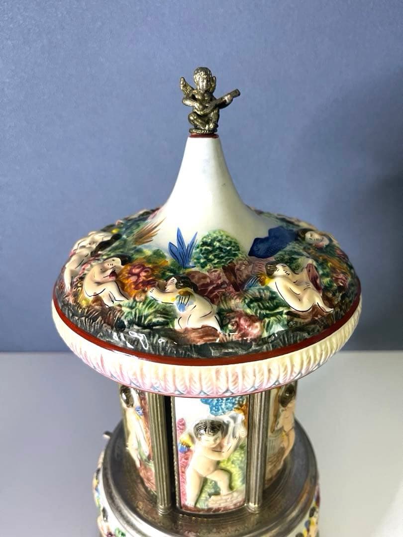 『REUGE』リュージュ　陶器製カラクリ オルゴール　葉巻入れ　アンティーク