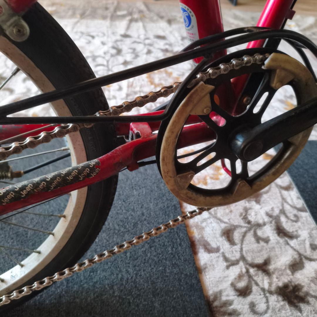 Jeep 折りたたみ自転車 赤 前カゴ付き 6段変速 送料込み