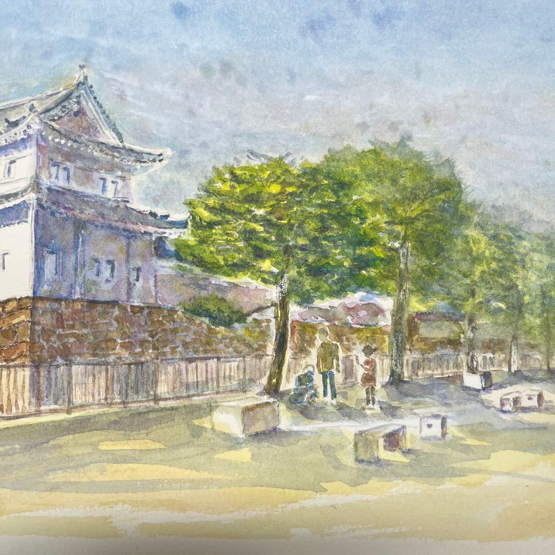 動画投稿中　Ｆ4 二条城　手描き水彩画　直筆原画　京都世界遺産