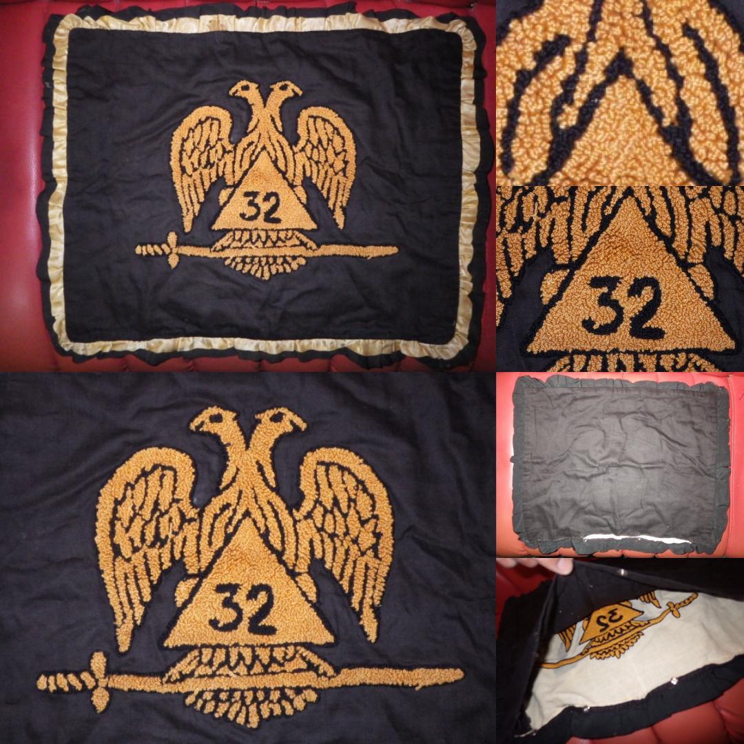40’S★フリーメイソン★32階位★壁掛け★ピロケース★ビンテージ★ワッペン