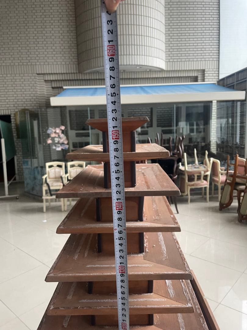 アンティーク　木製１０段の塔　ディスプレイ　引き取りのみ対応