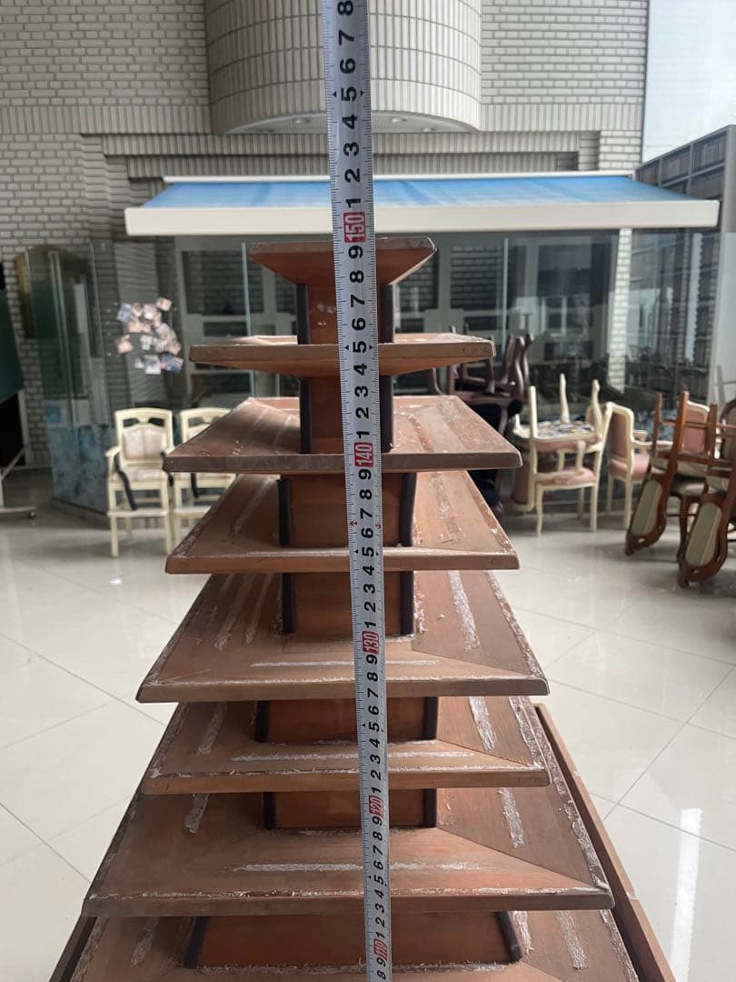 アンティーク　木製１０段の塔　ディスプレイ　引き取りのみ対応