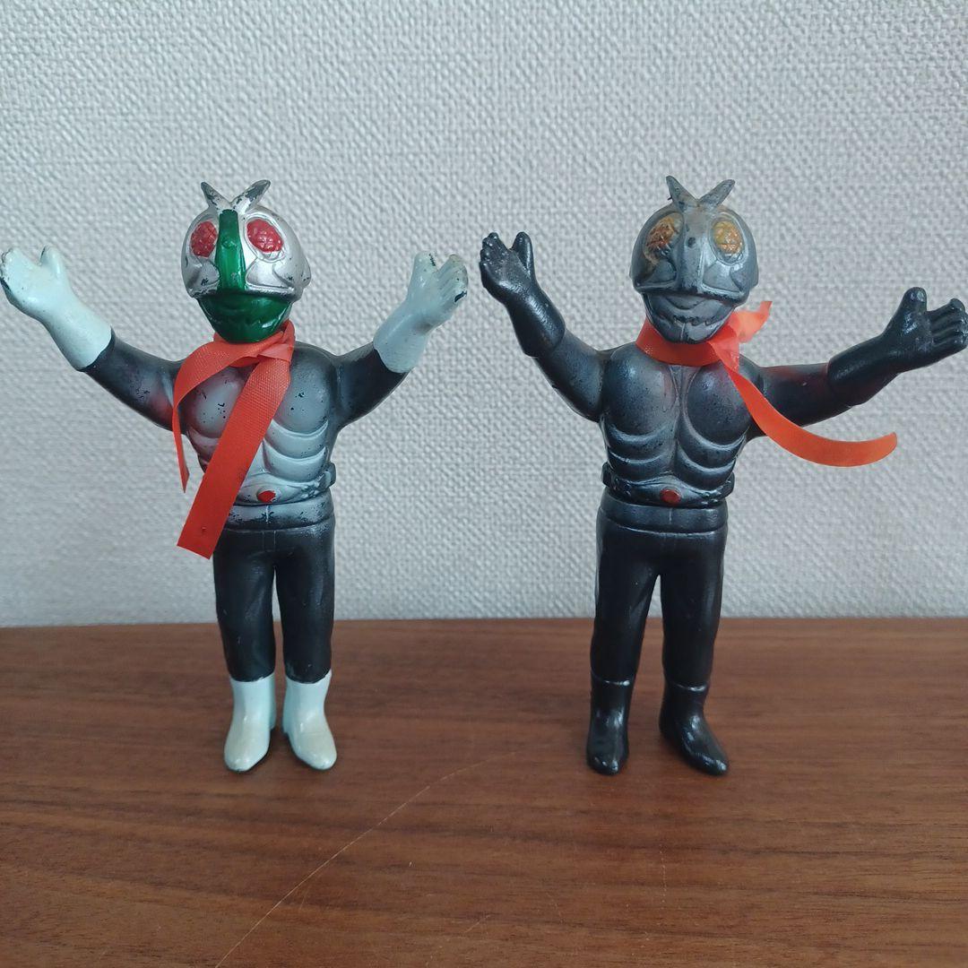 当時ものバンダイ「仮面ライダー」ミニソフビフィギュア2体セット