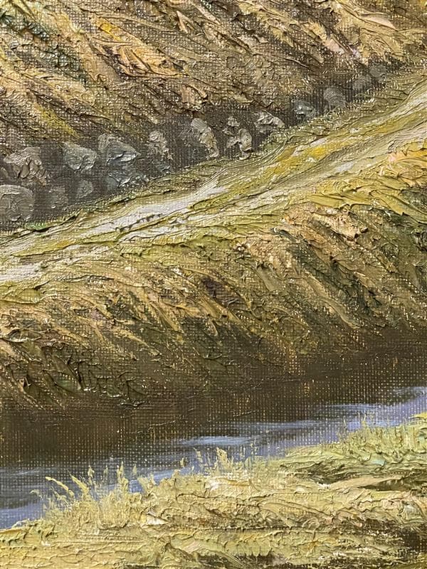 「真作」猿渡一根『秋色の民家』 風景画　油彩画　額装　サイン有り　F10号