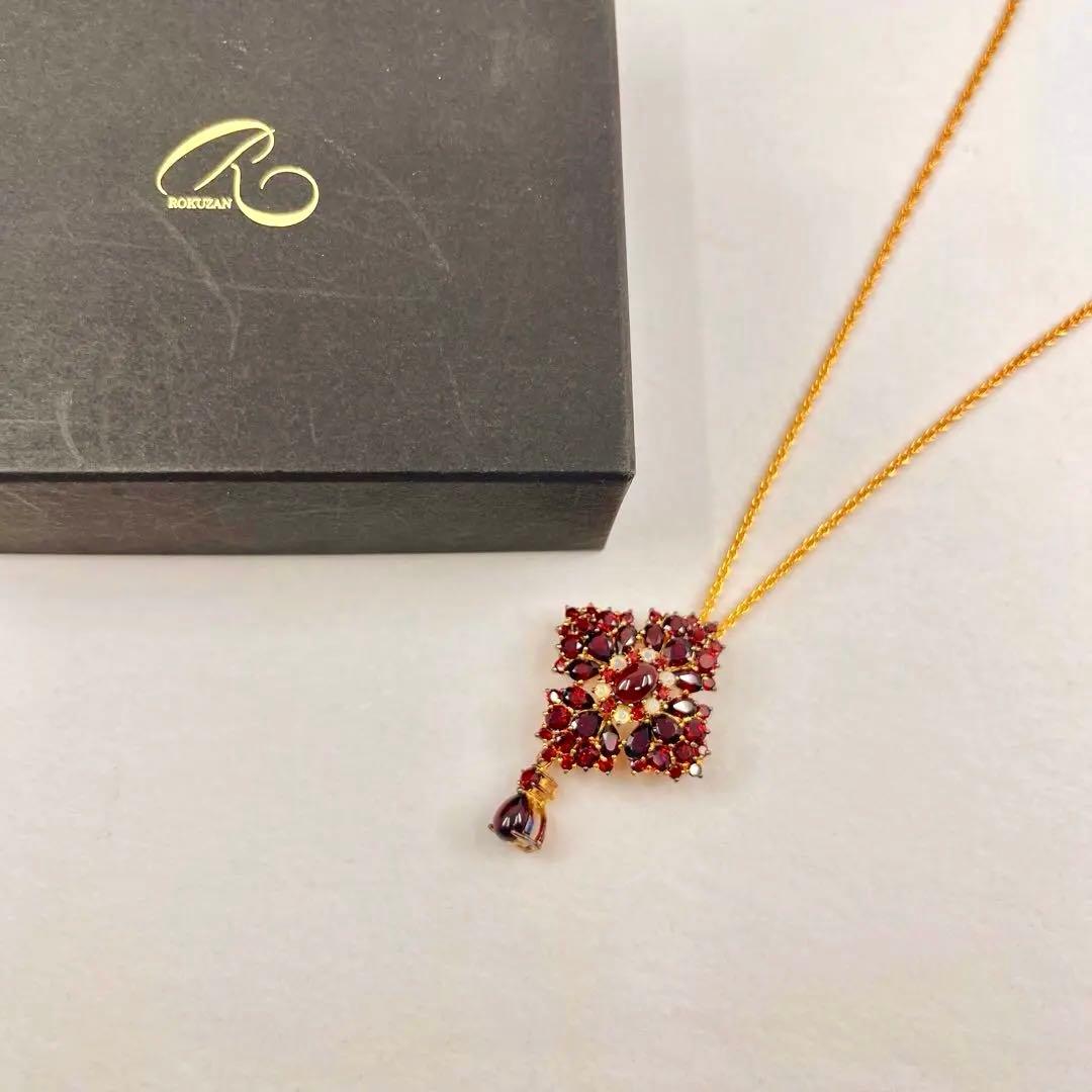 【美品】碌山 Rokuzanガーネット&オパールペンダントブローチ