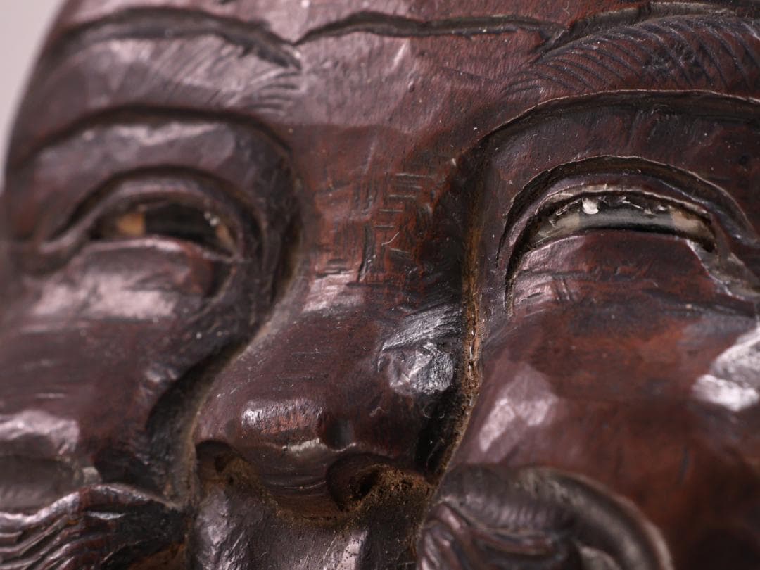 BK201　時代木彫　江戸期　大隅源義縄 作　恵比寿像　大黒像　玉眼　江戸ガラス