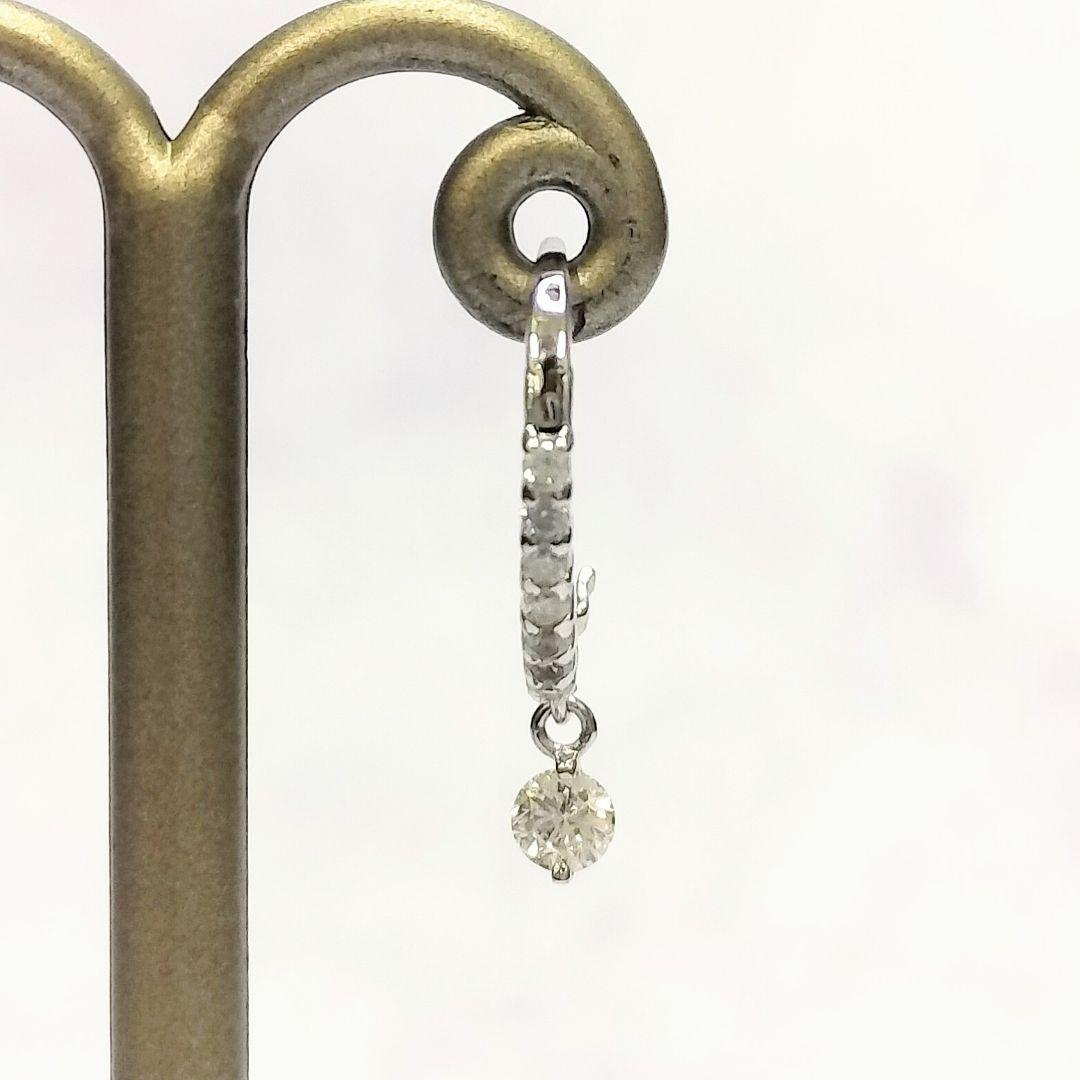 K18WG ダイヤモンドピアス ラインダイヤ シングルピアス フープ中折れ金具