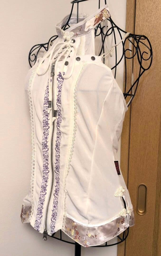 OzzOneste 和チャイナ ホルターネック ジップアップキャミソール