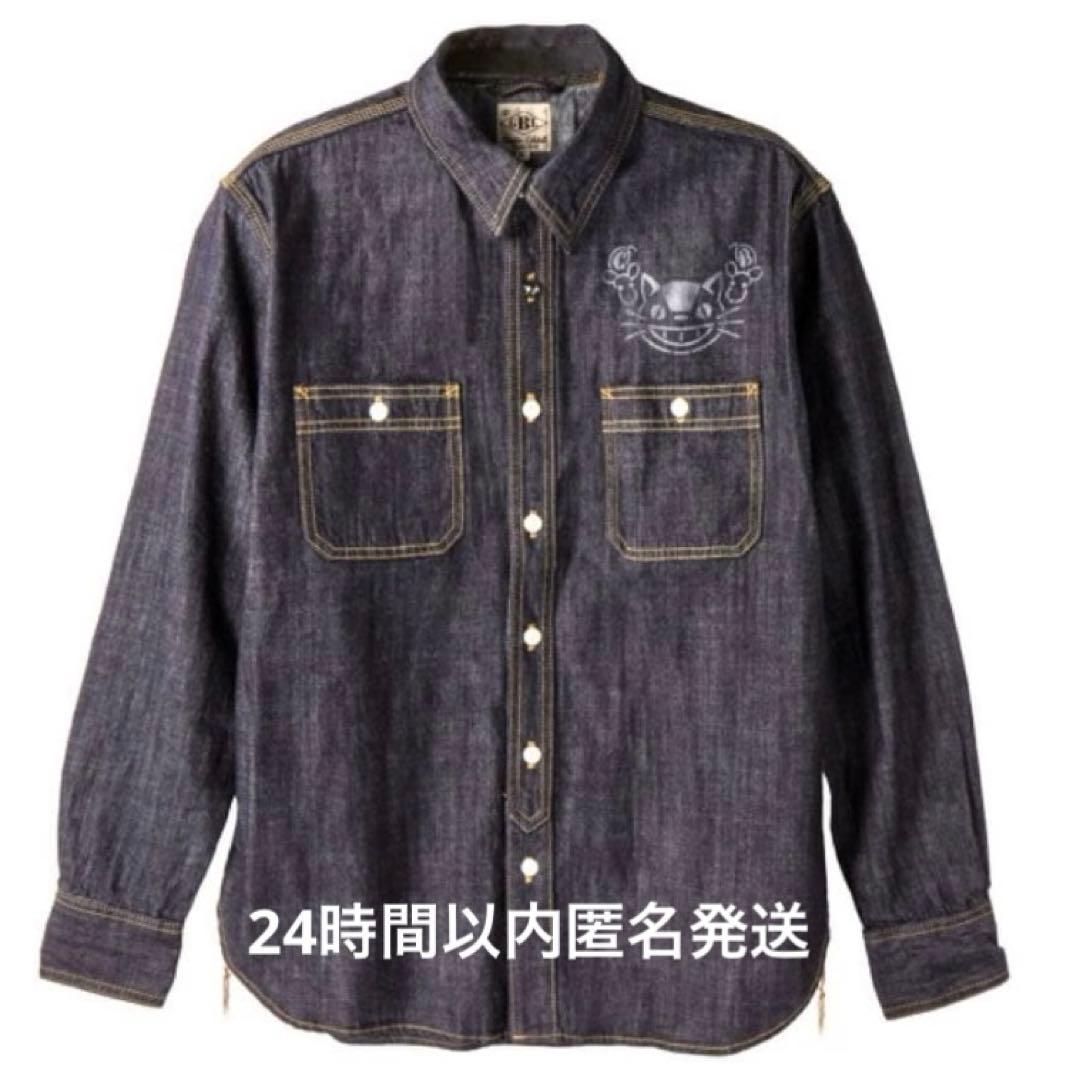 となりのトトロ　デニムシャツ ネコバスステンシル　M