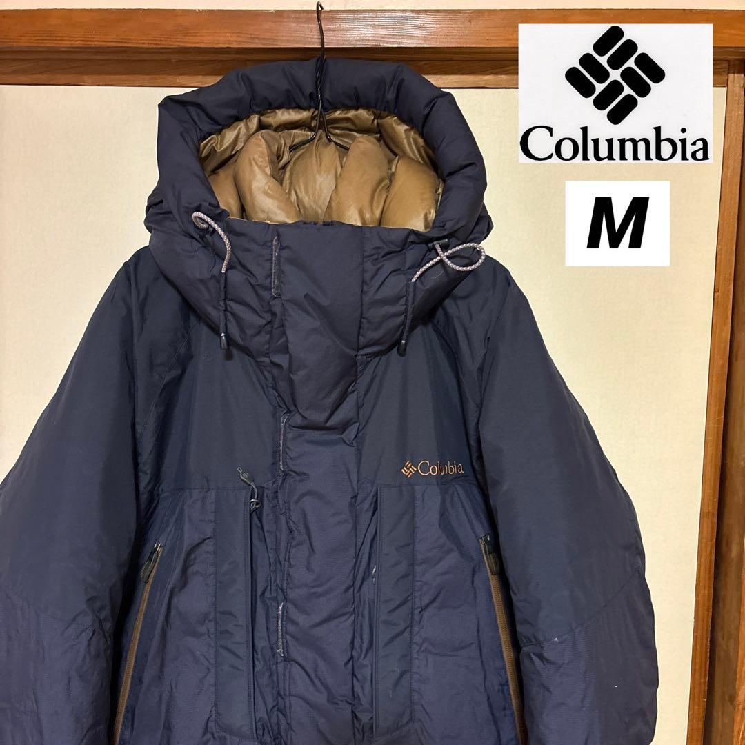 【美品】Columbia コロンビア フードダウンジャケット メンズM ネイビー