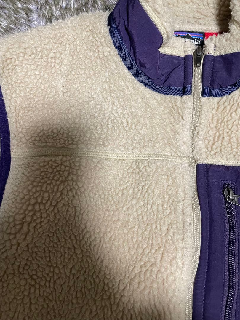 パタゴニア　クラシックレトロxベスト　ベージュ×パープル