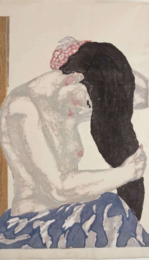 恩地孝四郎 木版画 拭髪昭和5年（1930)木蘭社発行戦前作品は極めて少なく貴重