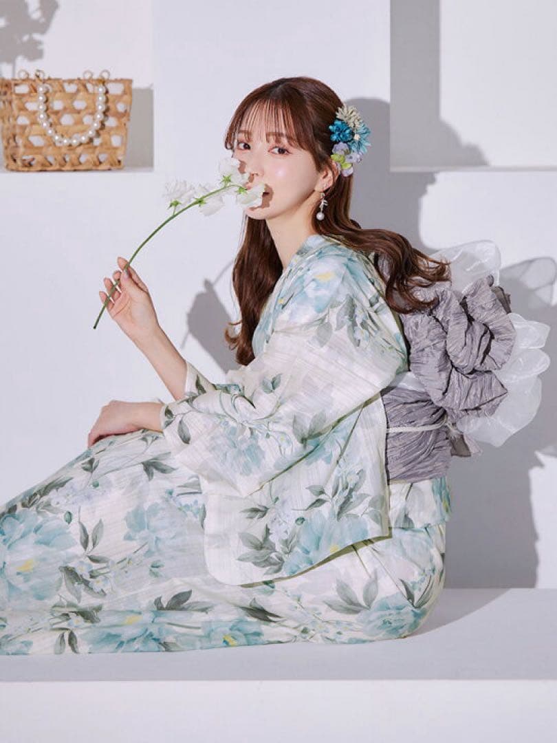 Sugar 夢幻な水彩蒼牡丹 浴衣